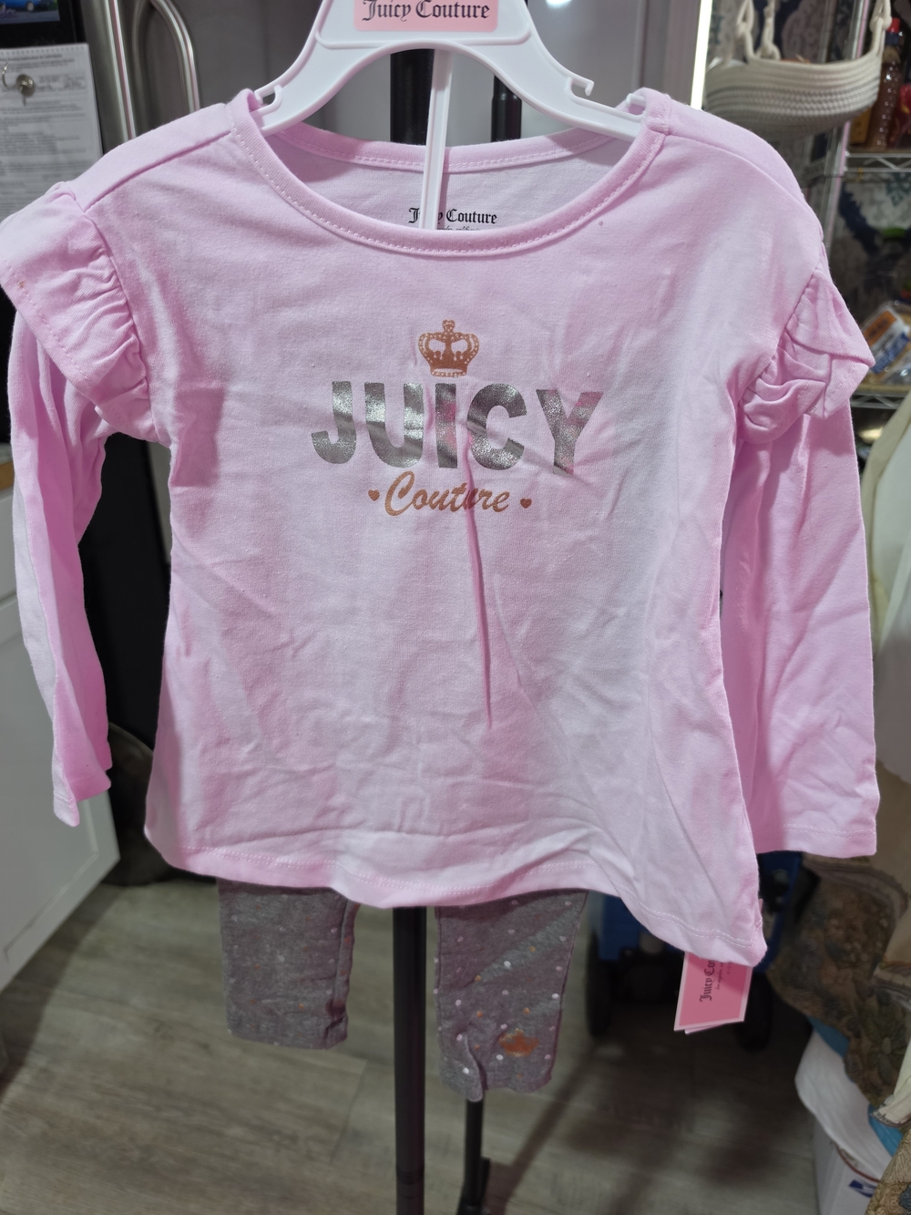 Juicy Couture Pink Kids Tee with Metallic Crown Logo